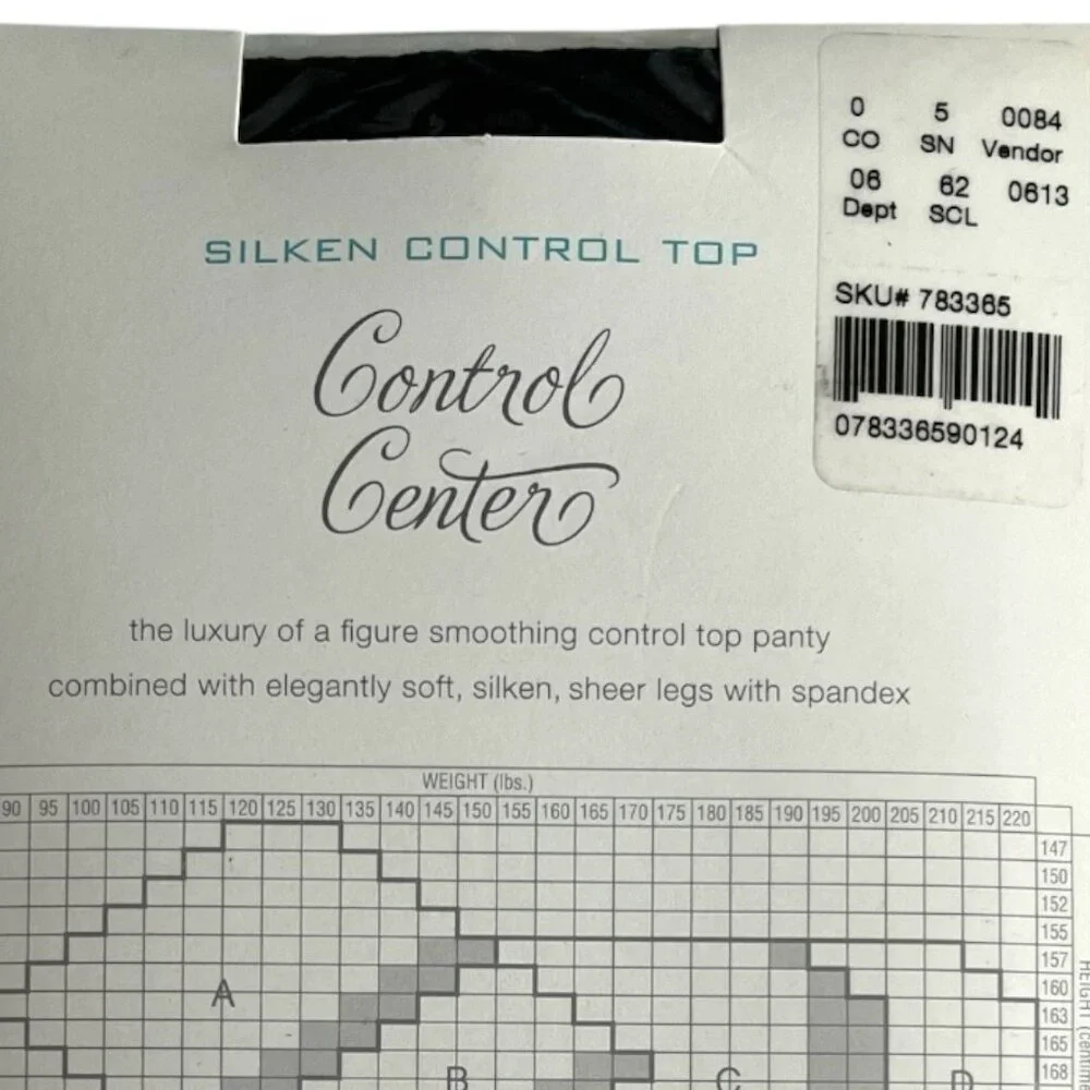 Vtg Dressbarn Silken Control Top Pantyhose – Size C, Black – NOS in Package